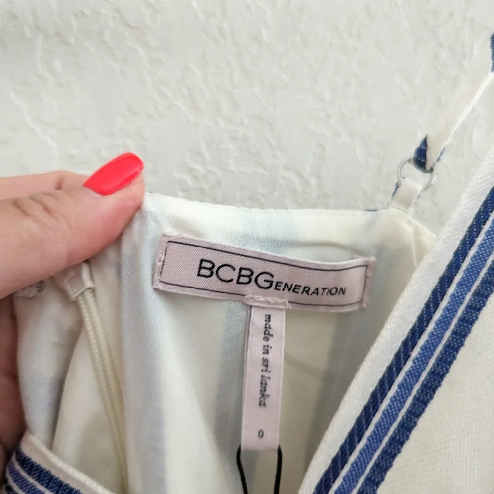 BCBGeneration Blue & White Striped Flared Jumpsuit NEW! - Picture 9 of 10